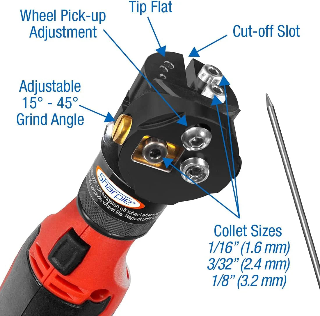 DXCL Hand-Held Cordless Tungsten Sharpener Grinder, Adjustable 15°- 45°, Diamond Ground Tapers (Auburn Red/Auburn R