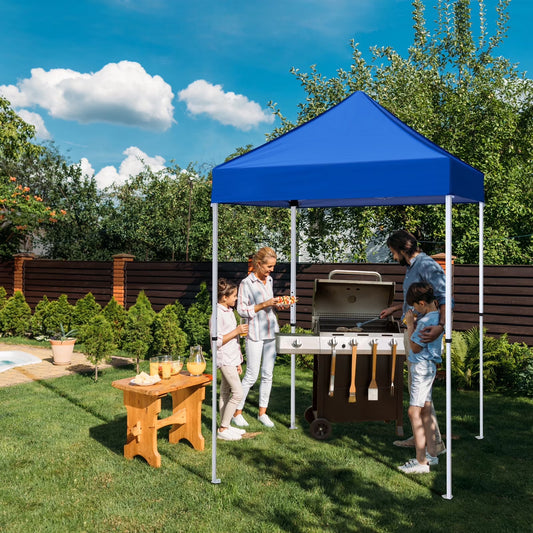 EAGLE PEAK 5x5 Pop up Canopy Tent Instant Outdoor Canopy Easy Set - up Straight Leg Folding Shelter（blue）