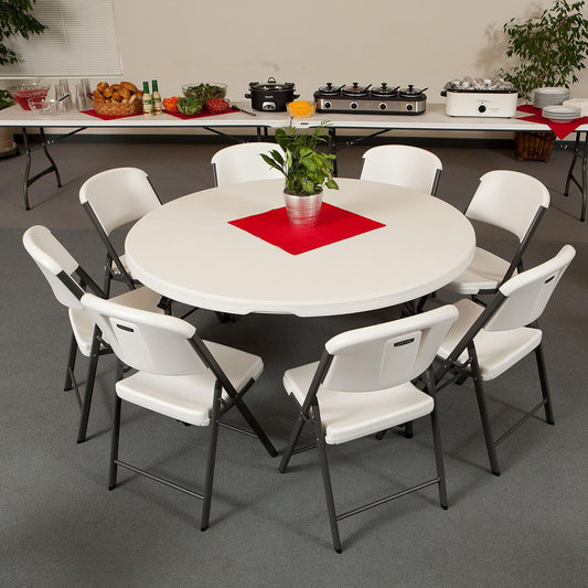 Lifetime 5' Round Folding Table (4 Pack), Commercial Grade, White