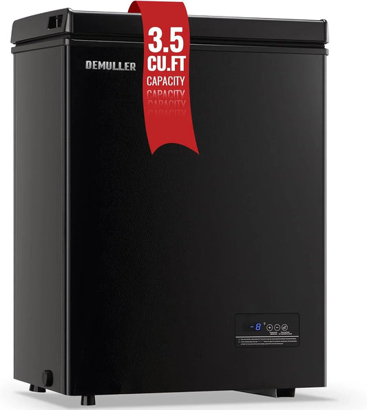 Chest Freezer 5.0Cubic Feet Deep Freezer Freestanding Freezers with 2 Removable Stainless Steel Basket, Mini Freezer Top Open Door Compact Freezer with Electronic Control 41 to -15BLACK