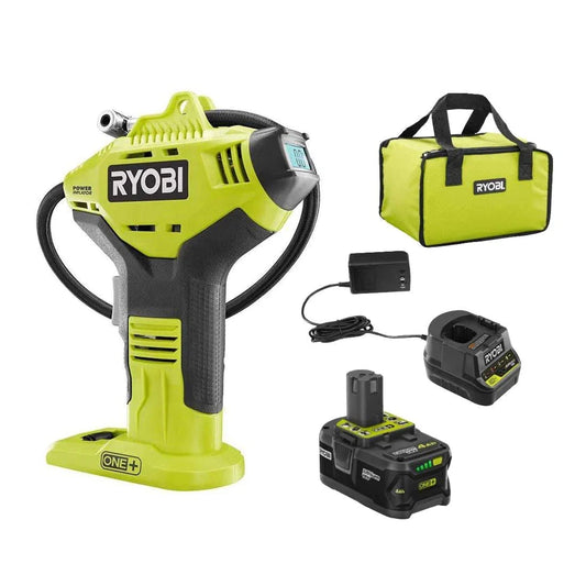 Ryobi P737D 18-Volt One+ Cordless Pressure Inflator with Digital Gauge. 4.0 Ah 18-Volt One+ Capacity Lithium-Ion