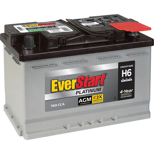 Everstart Platinum AGM Automotive Battery, Group H6 / LN3 / 48 12 Volt, 760 CCA with Top Post Epoxy Coated Battery