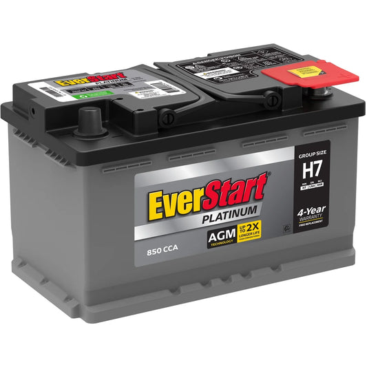 Everstart Platinum AGM Automotive Battery, Group Size H7 / LN4 / 94R 12 Volt, 850 CCA with Top Post Epoxy Battery