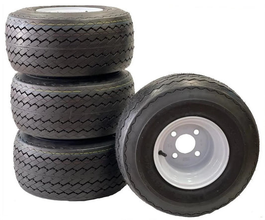 4 - Pk Golf Cart Tire Rim Mounted 18 - 850 - 8 18X8.50 - 8 18 x 8.5 x 8 White 4 Lug Hole