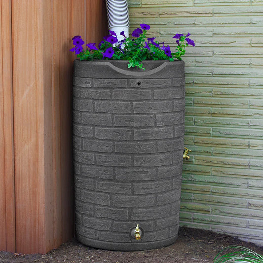 Good Ideas IMP - D50 - DAR Impressions Downton Rain Saver Rain Barrel, 50 Gallon, Dark Granite