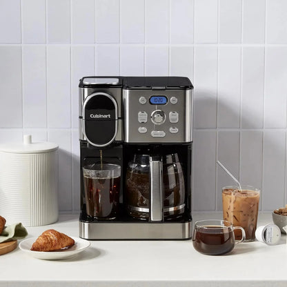 Cuisinart Coffee Maker, 12 Cup Glass Carafe, Automatic Hot & Iced Coffee Maker, Single Server Brewer, Stainless Steel, SS 16