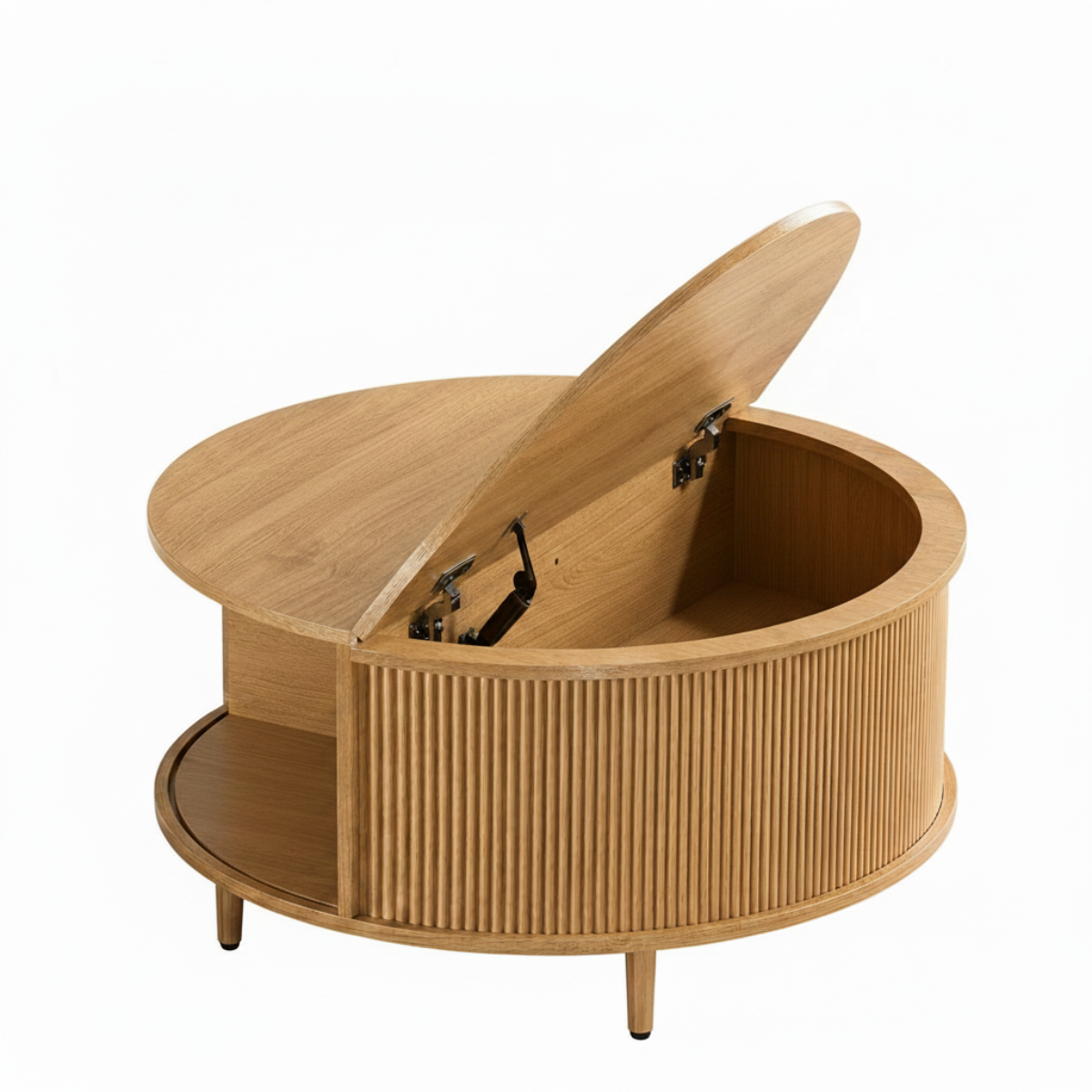 31.5 Inch Round Lift Top Coffee Table Storage Design