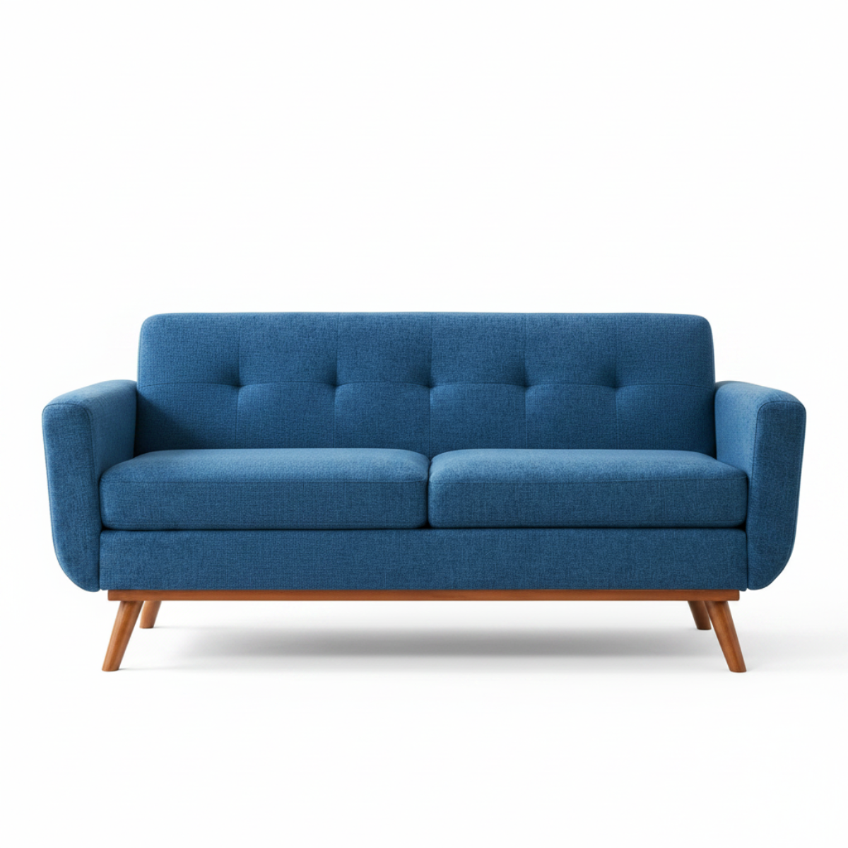 65.2 Inch Blue Button Tufted Loveseat Sofa