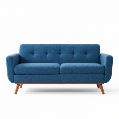 65.2 Inch Blue Button Tufted Loveseat Sofa