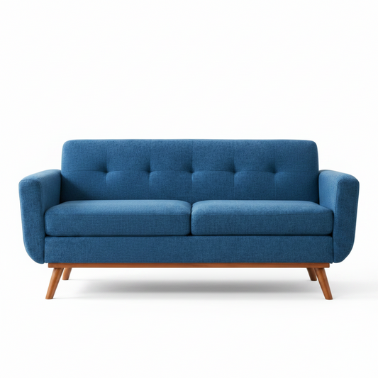 65.2 Inch Blue Button Tufted Loveseat Sofa