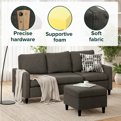 Dark Grey L Shaped Sectional Sofa Small Space