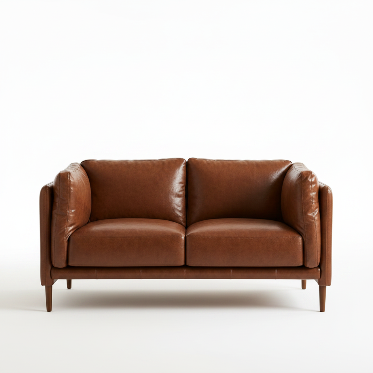 59 Inch Brown PU Leather Loveseat Sofa Wide Seat