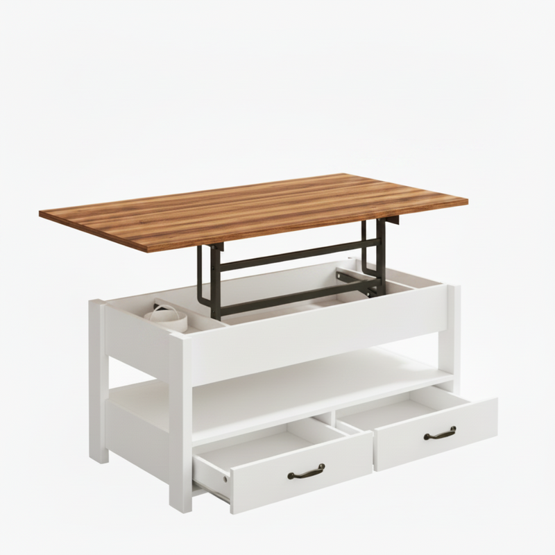 Honey Brown Lift Top Coffee Table With Drawers