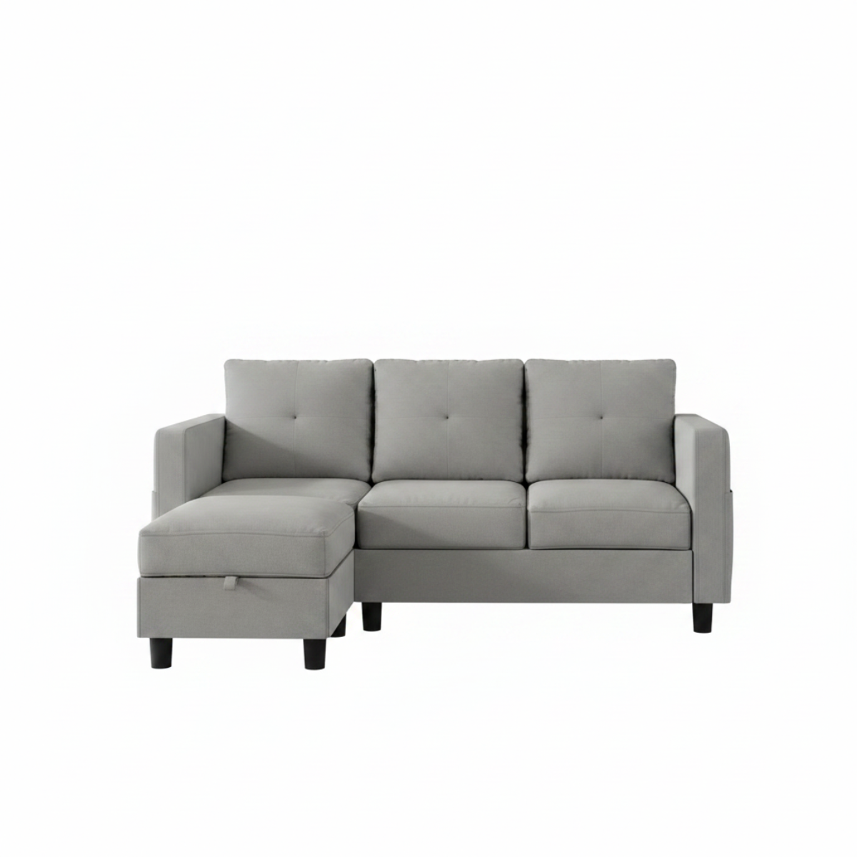 Light Grey L Shaped Sectional Sofa With Ottoman