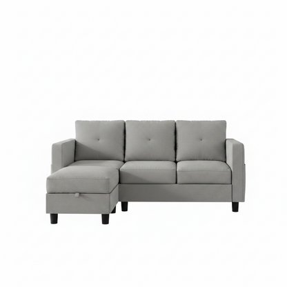 Light Grey L Shaped Sectional Sofa With Ottoman