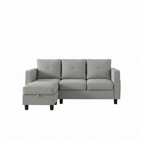 Light Grey L Shaped Sectional Sofa With Ottoman