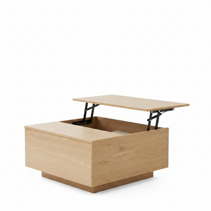 Natural Square Lift Top Coffee Table Hidden Storage